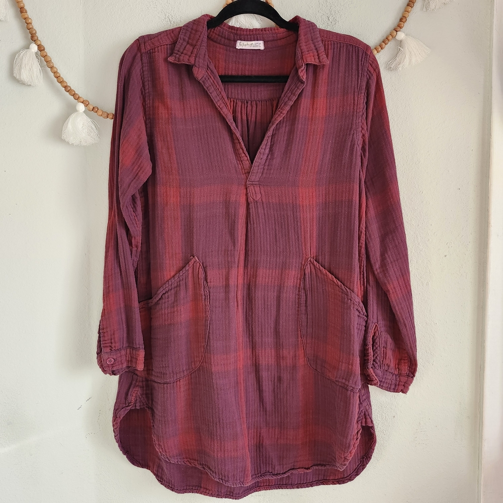 Free People X CP Shades Plaid Tunic Top